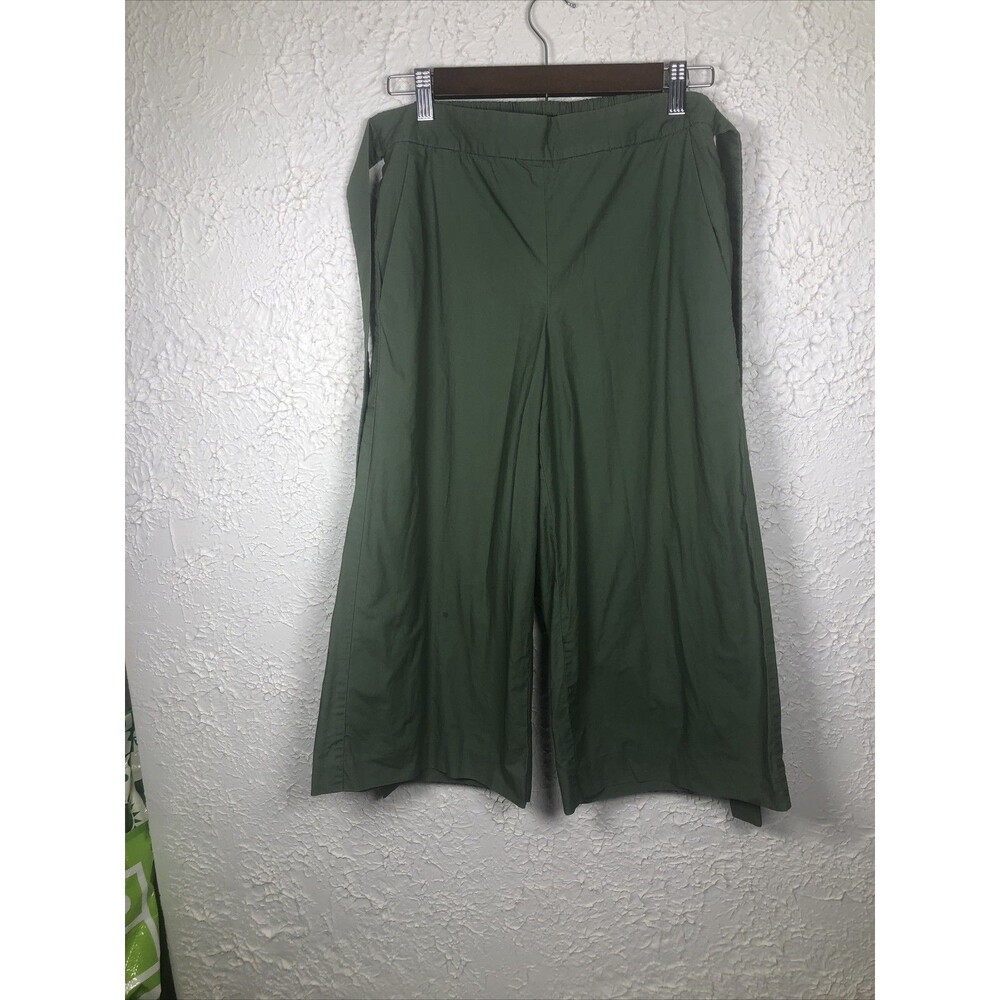 J.CREW Rory Fern Green Crop Wide Leg Capri Tie Waist Pants {F1589} Size 4 ~EUC